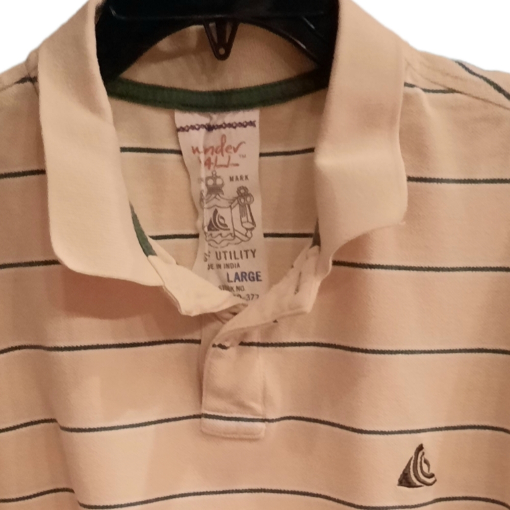 Wonderwall Surf Utility Steve & Barry Short Sleeve Striped POLO Shirt Knit Sz L